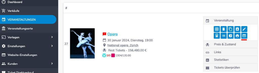 Branded event page with ticket sales